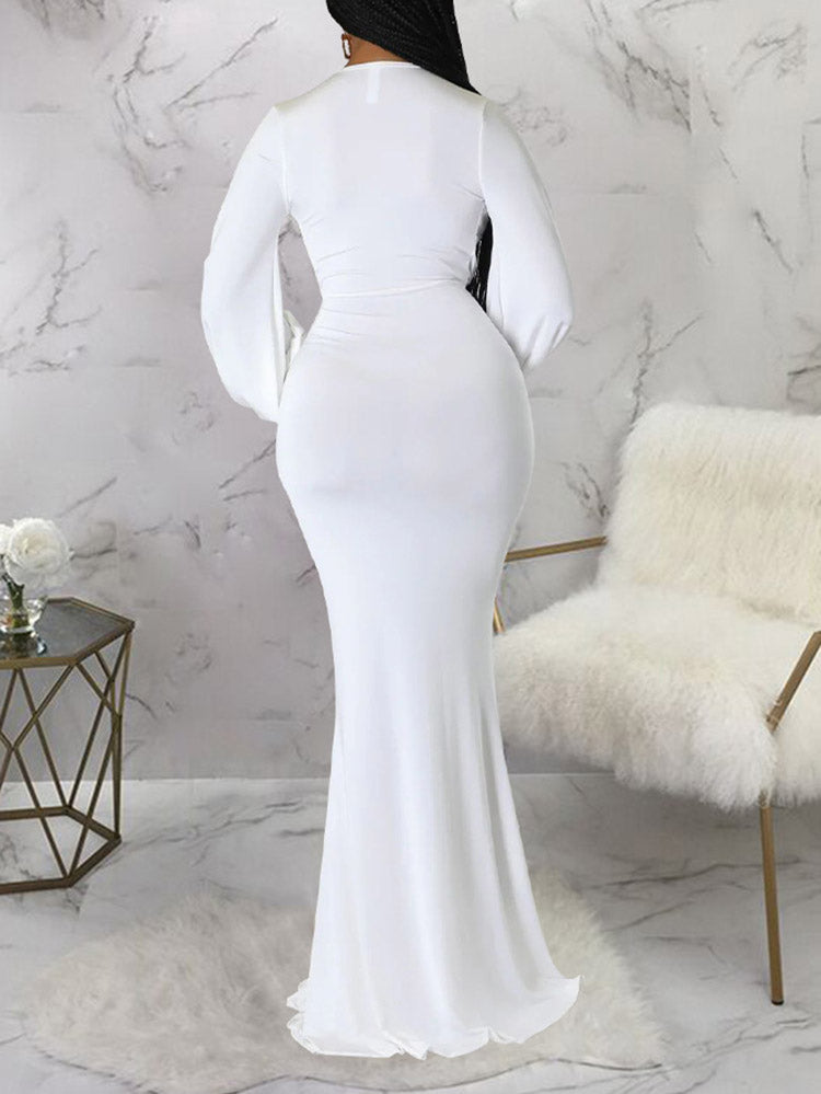 Elegant formal evening maxi dress in flowy jersey knit - View 11 | Lwiis