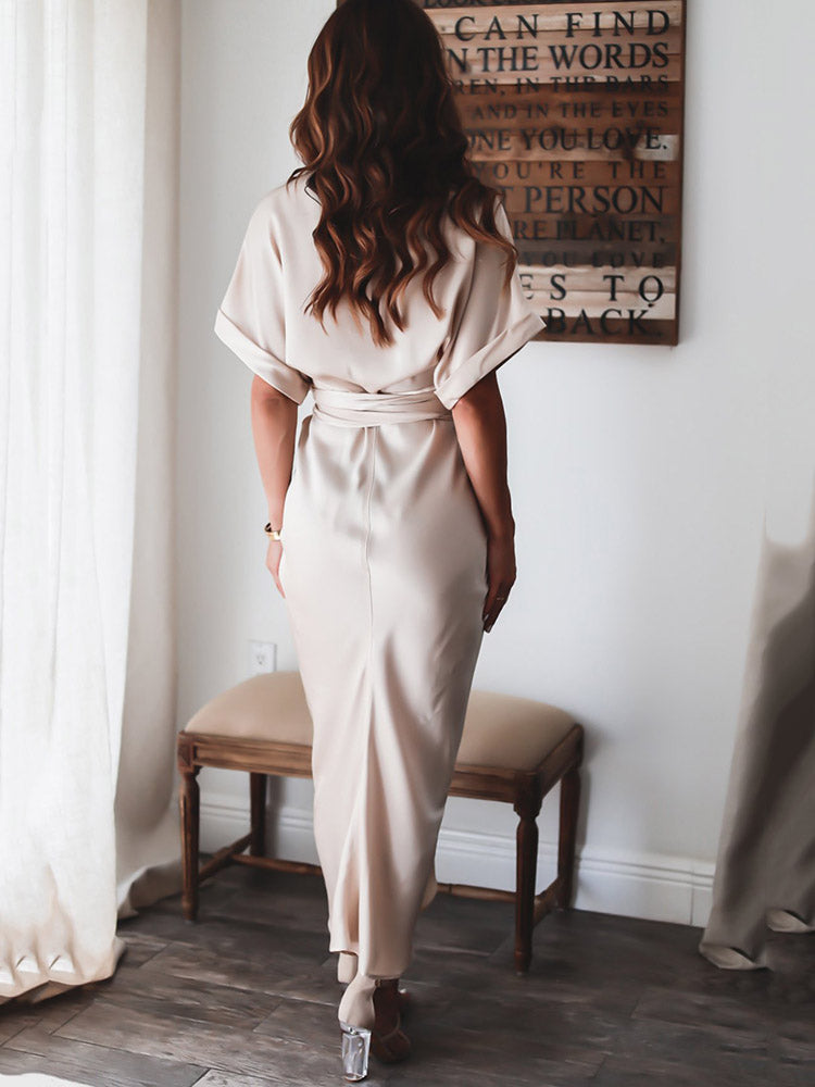 Satin button-down shirt dress - View 10 | Lwiis