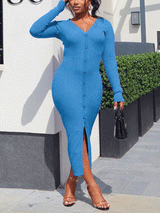 Ribbed Knit Midi Dress - View 7 | Lwiis