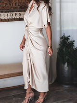 Satin button-down shirt dress - View 9 | Lwiis