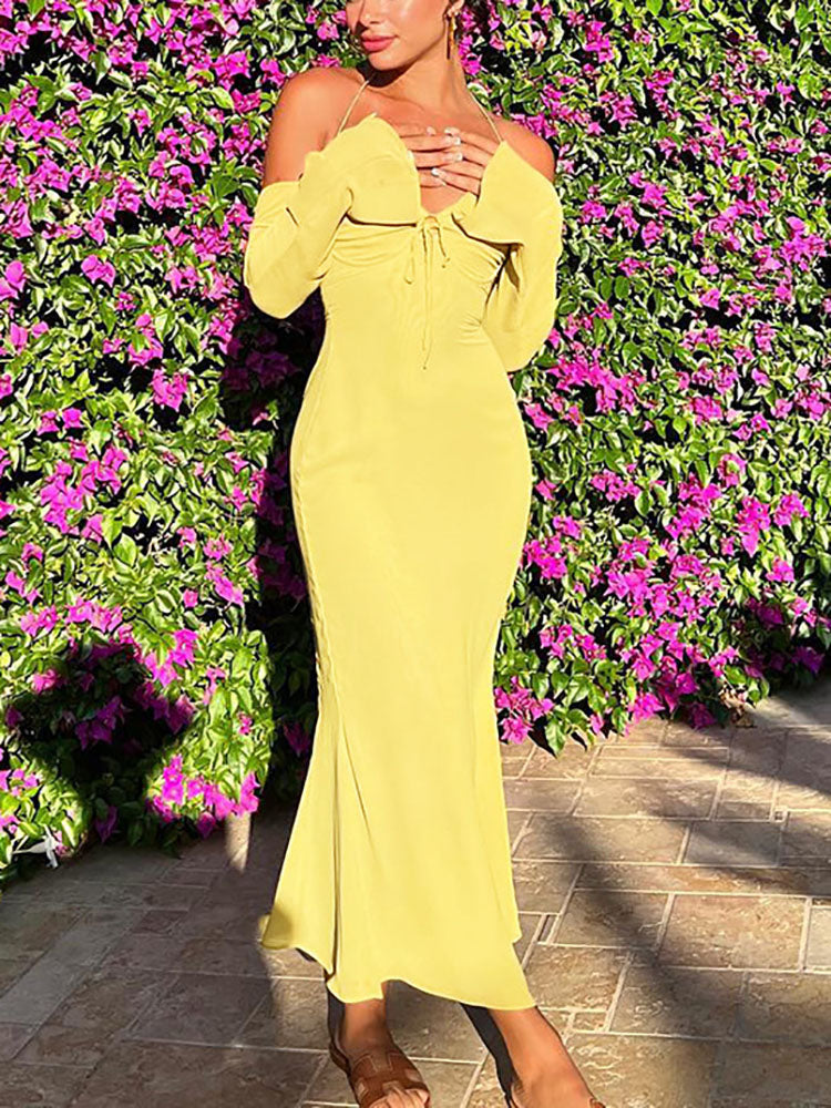 Halter neck maxi dress - View 6 | Lwiis