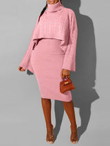 Knitted turtleneck sweater and midi dress set - View 33 | Lwiis