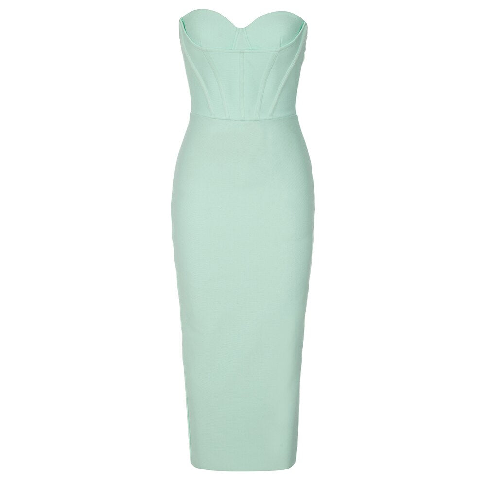 Sleeveless sweetheart neck midi dress - View 7 | Lwiis