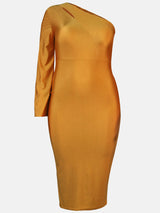 One Shoulder A-Line Midi Dress - View 20 | Lwiis