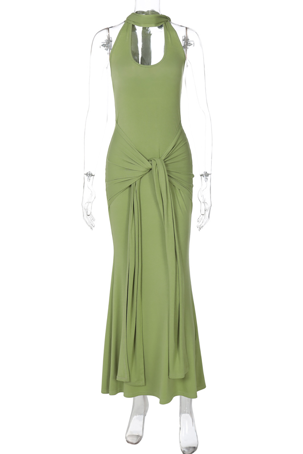 Halter neck maxi dress with tie detail - View 9 | Lwiis