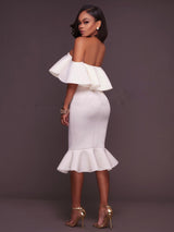 Off-the-shoulder ruffle midi dress - View 6 | Lwiis
