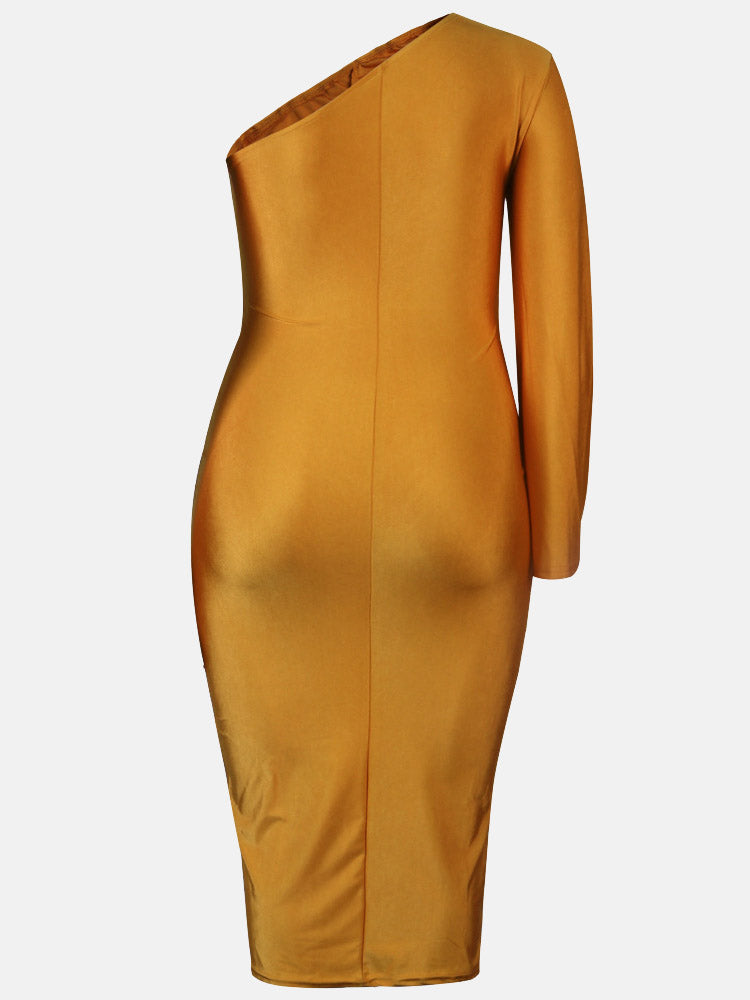 One Shoulder A-Line Midi Dress - View 22 | Lwiis