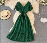 Lace flutter sleeve maxi dress - View 9 | Lwiis