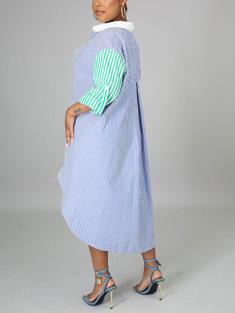 Striped button-down shirt dress - View 6 | Lwiis