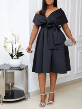Elegant A-line V-neck party dress - View 7 | Lwiis