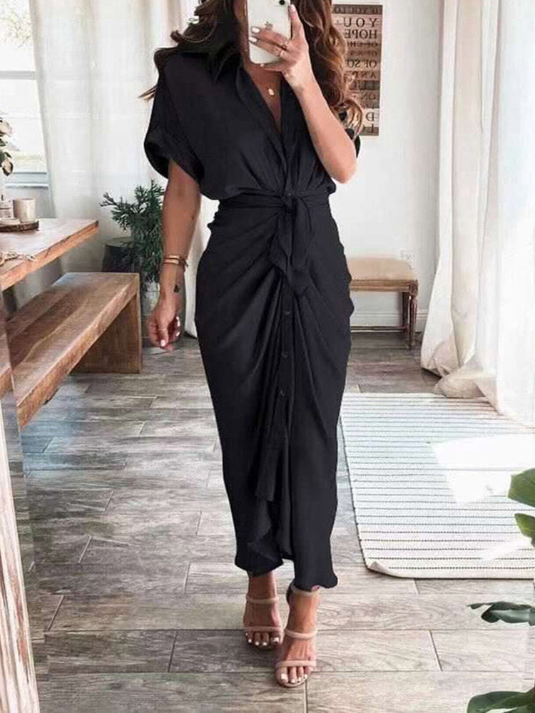 Satin button-down shirt dress - View 15 | Lwiis