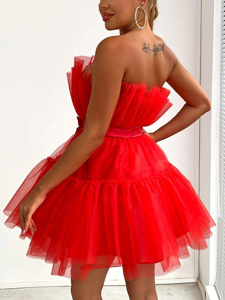 Tulle Bow Cocktail Dress - View 17 | Lwiis