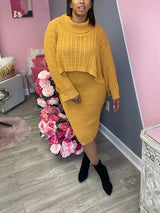 Knitted turtleneck sweater and midi dress set - View 9 | Lwiis