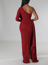 One shoulder formal dress with sparkle embellishment - View 9 | Lwiis
