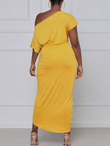 One shoulder draped midi dress - View 9 | Lwiis
