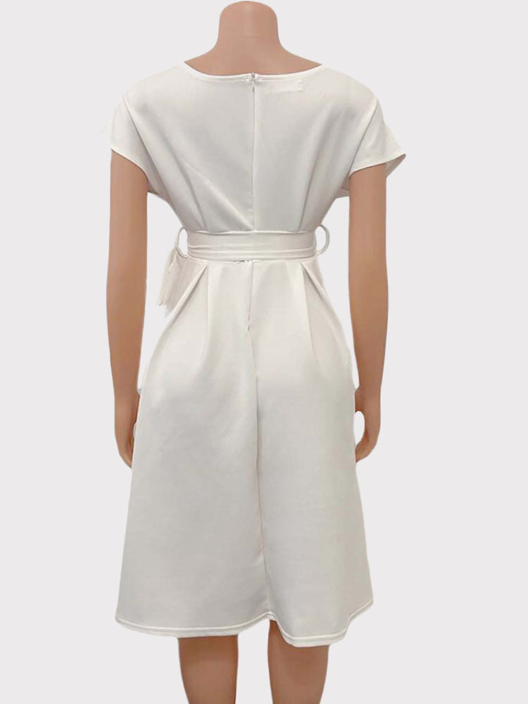 Elegant A-line V-neck party dress - View 13 | Lwiis
