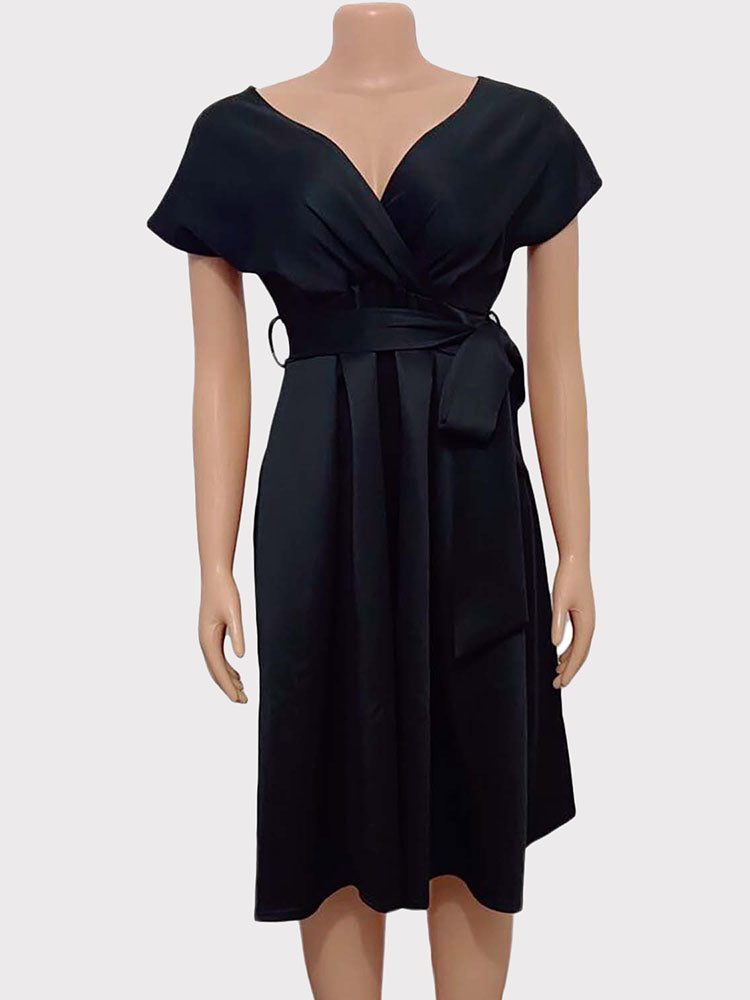 Elegant A-line V-neck party dress - View 9 | Lwiis
