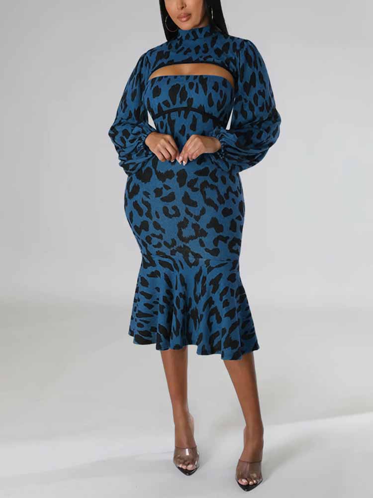 Leopard print midi dress - View 11 | Lwiis