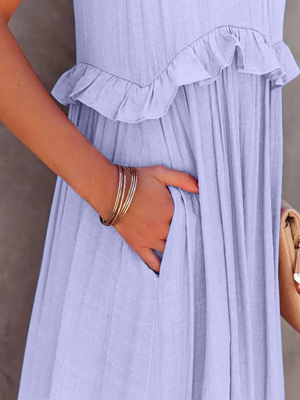 Tiered Ruffle Maxi Dress with Pockets - View 27 | Lwiis