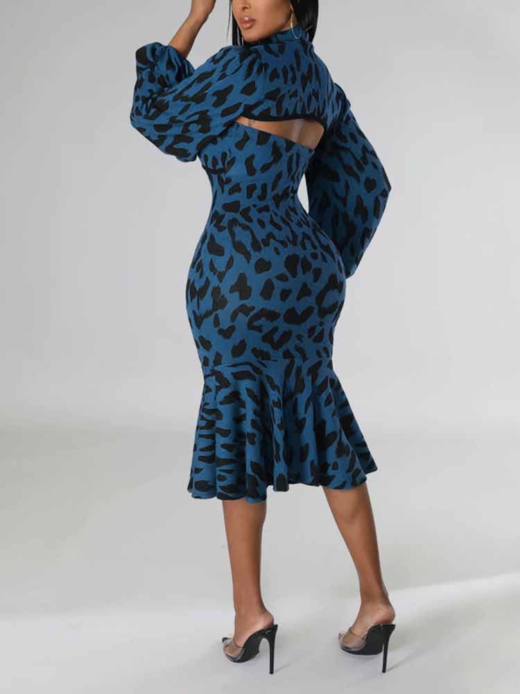 Leopard print midi dress - View 14 | Lwiis