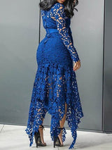 Lace mock neck maxi dress - View 9 | Lwiis
