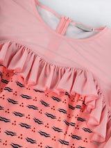 Ruffle Printed Midi Wrap Dress - View 8 | Lwiis