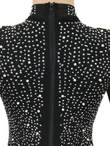 Sequin party dress with rhinestone embellishments and mesh sleeves - View 7 | Lwiis