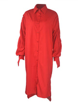 Turndown collar long sleeve shirt dress - View 19 | Lwiis