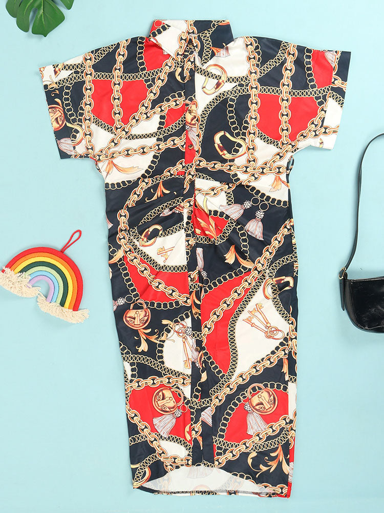 Printed Midi Shirt Dress - View 13 | Lwiis