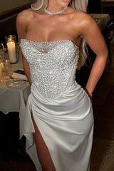 Strapless sequin corset maxi dress - View 8 | Lwiis