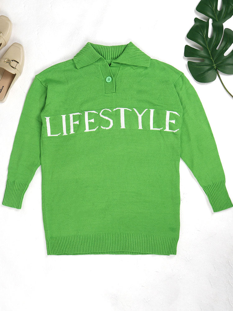 Oversized Letter Graphic Sweater Dress - View 12 | Lwiis