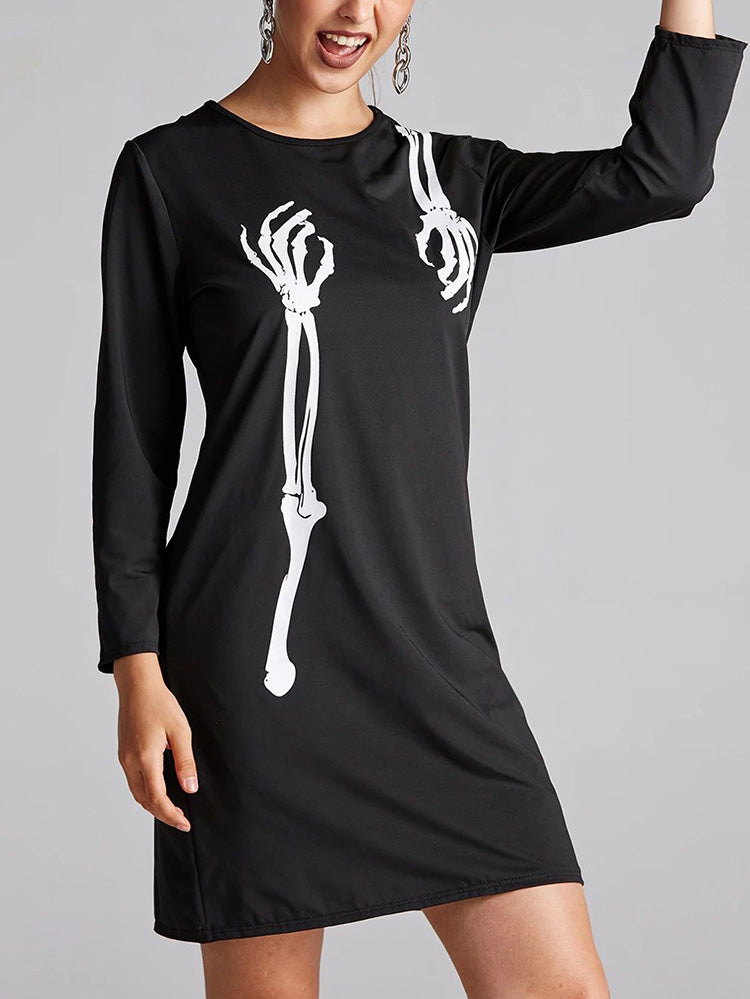 Skeleton print mini dress - View 8 | Lwiis