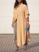 Chiffon Long Sleeve Shirt Dress - View 6 | Lwiis