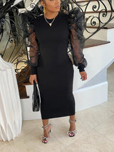 Elegant puff sleeve maxi dress - View 9 | Lwiis