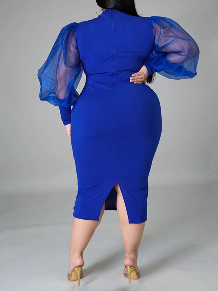 Lantern Sleeve Midi Dress - View 8 | Lwiis
