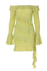 Off Shoulder Mini Dress with Ruffle Flare Sleeves - View 9 | Lwiis