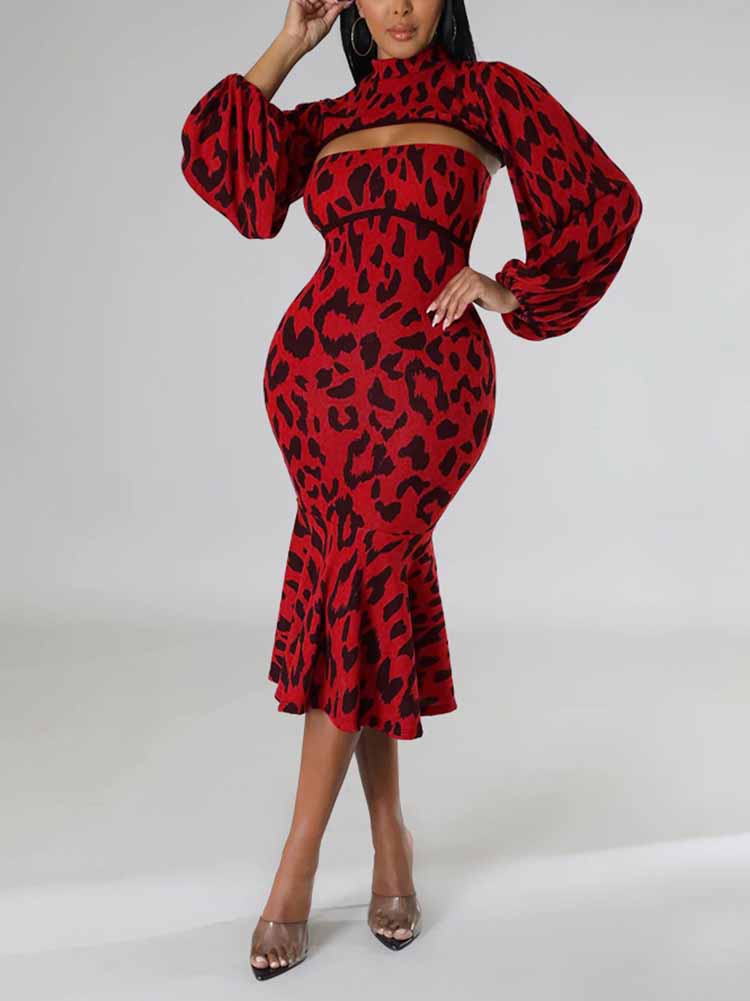 Leopard print midi dress - View 17 | Lwiis
