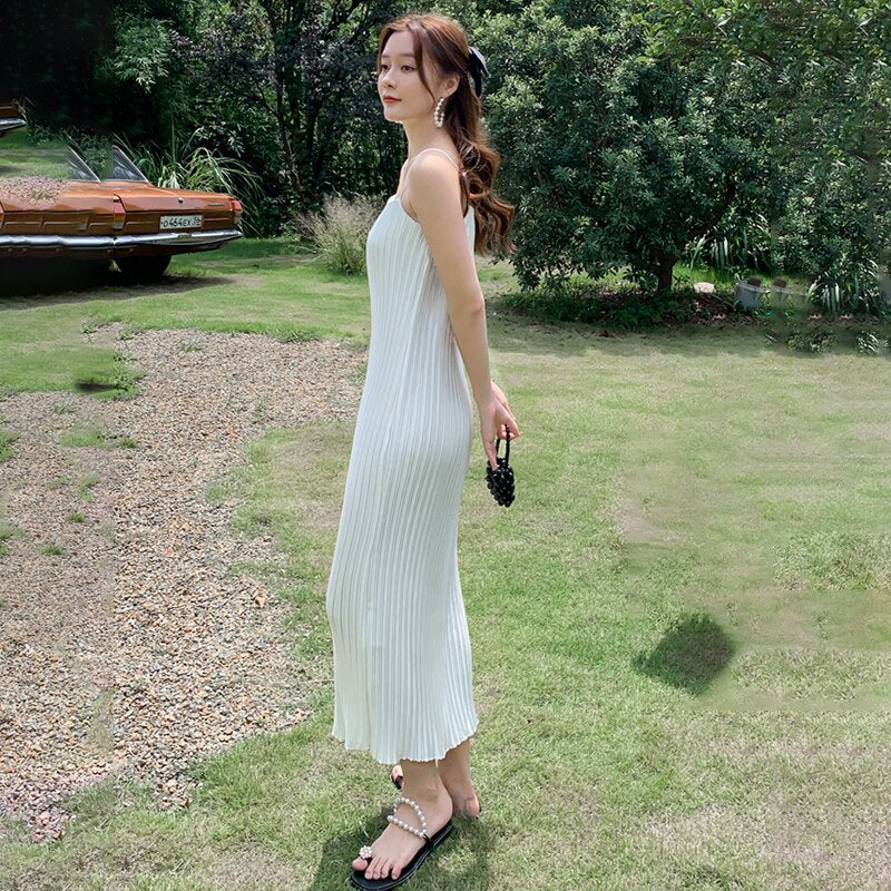 Midi Slip Dress with Spaghetti Straps - View 6 | Lwiis
