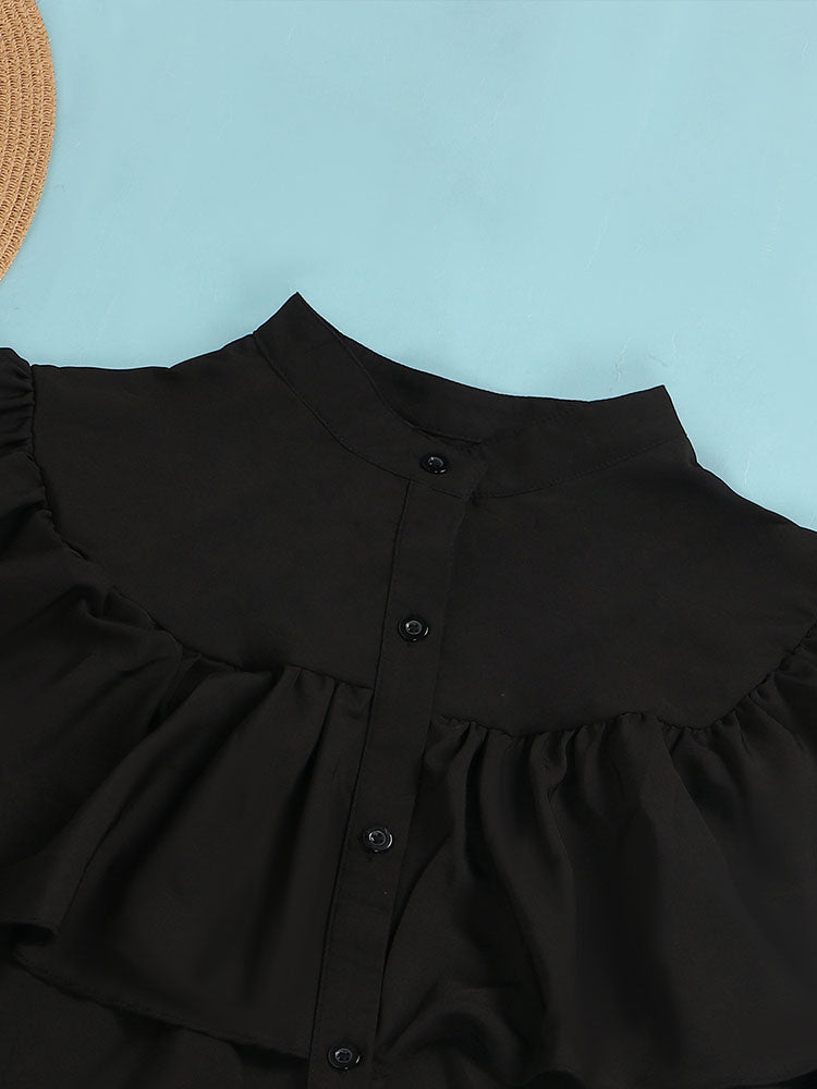Plus size ruffled maxi dress with belt - View 7 | Lwiis