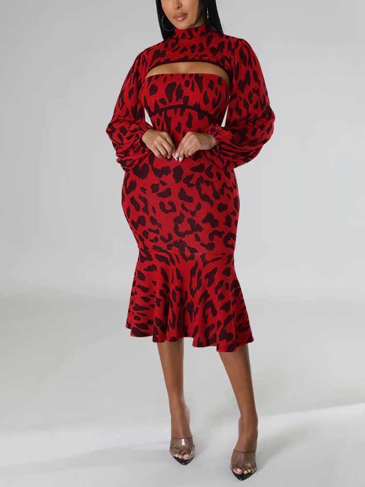 Leopard print midi dress - View 25 | Lwiis