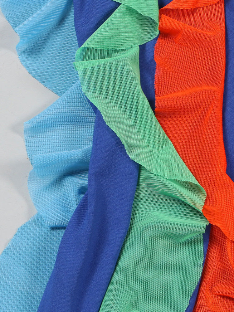 Ruffled V-Neck Mini Dress - View 12 | Lwiis