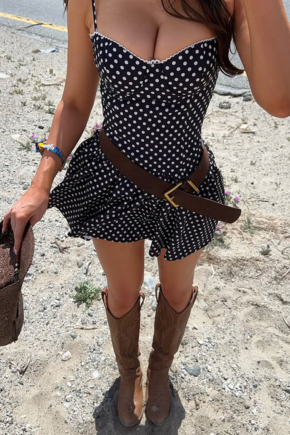 Polka dot print mini dress - View 8 | Lwiis