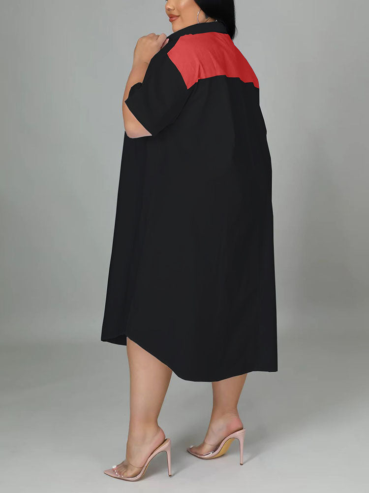 Color Block Shirt Dress - View 7 | Lwiis