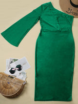 One Shoulder A-Line Midi Dress - View 12 | Lwiis