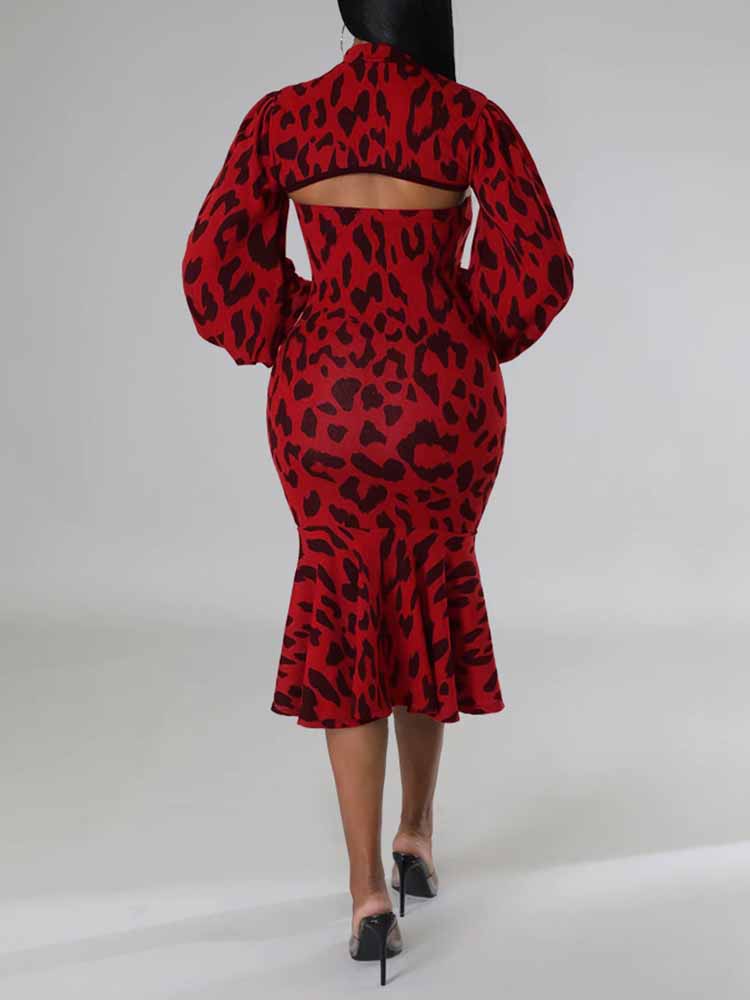 Leopard print midi dress - View 19 | Lwiis