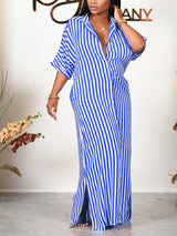 Striped button-down maxi dress - View 7 | Lwiis