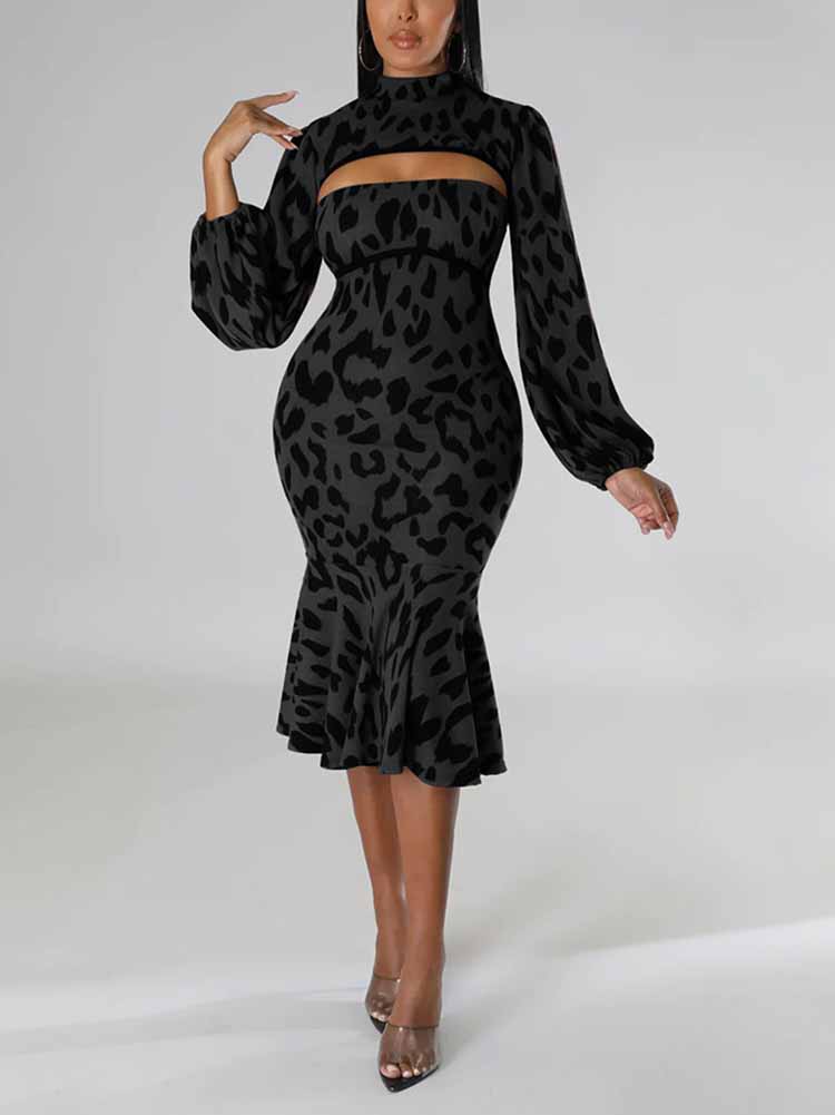 Leopard print midi dress - View 21 | Lwiis