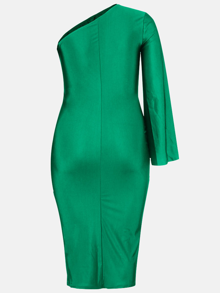 One Shoulder A-Line Midi Dress - View 14 | Lwiis