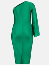 One Shoulder A-Line Midi Dress - View 14 | Lwiis