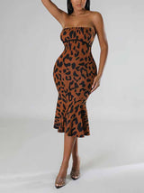 Leopard print midi dress - View 7 | Lwiis